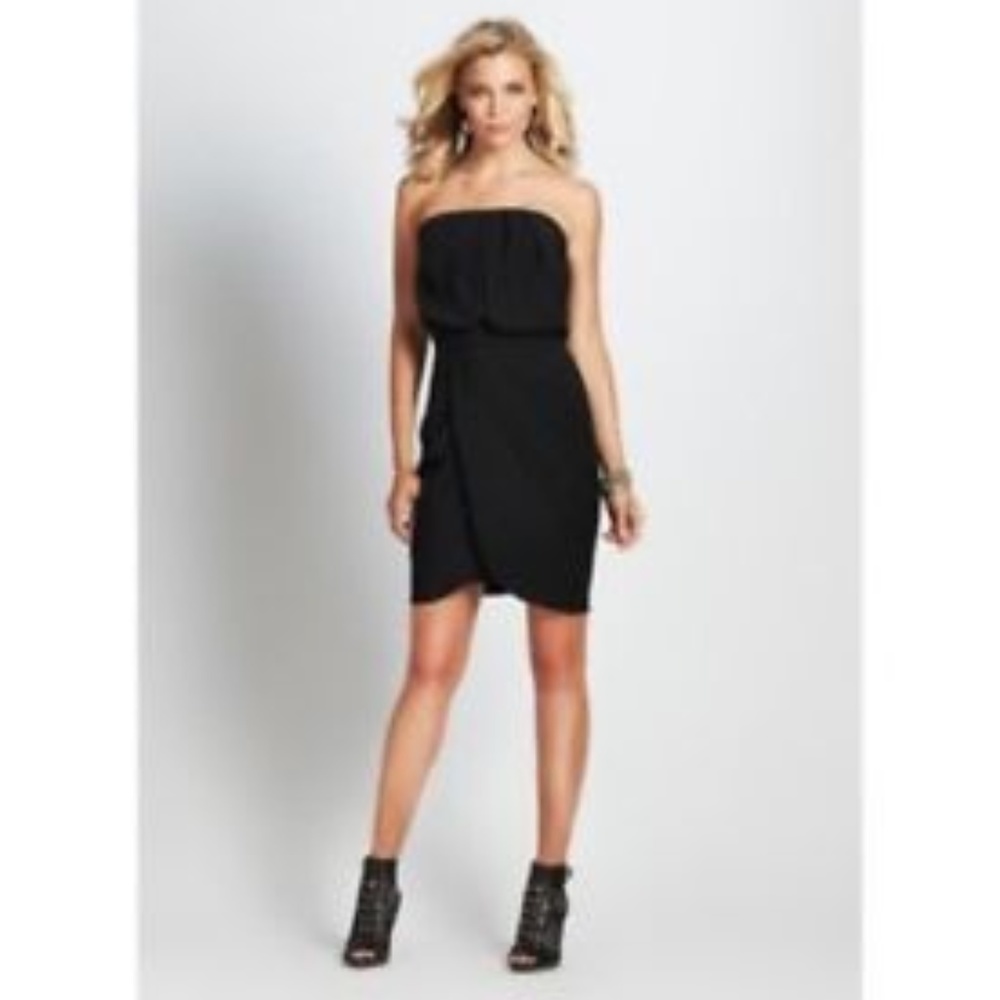 GUESS! NWT! BLACK STRAPLESS DRAPED DRESS